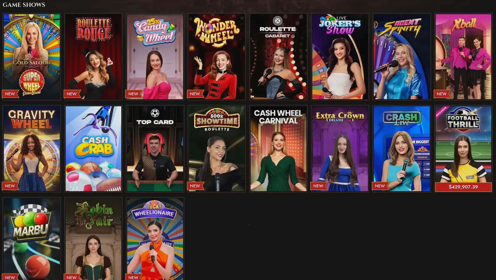 Interface de l'application mobile Julius Casino montrant le catalogue de jeux